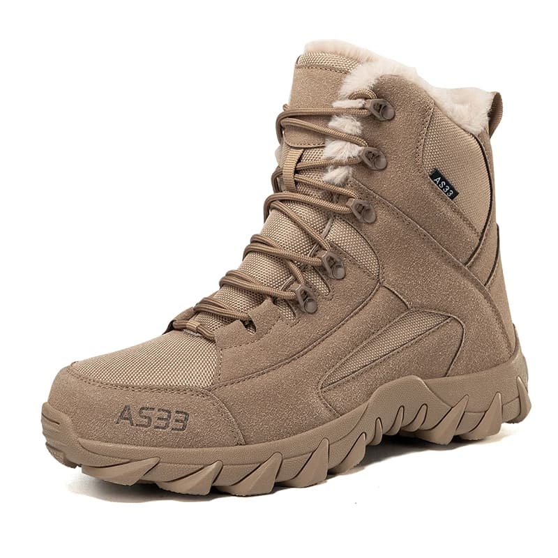 Men's High-top Insulated Tactical Boots, Outdoor Durable Non-slip Insulated Snow Boots, Hiking Boots, Winter Desert Training Boo