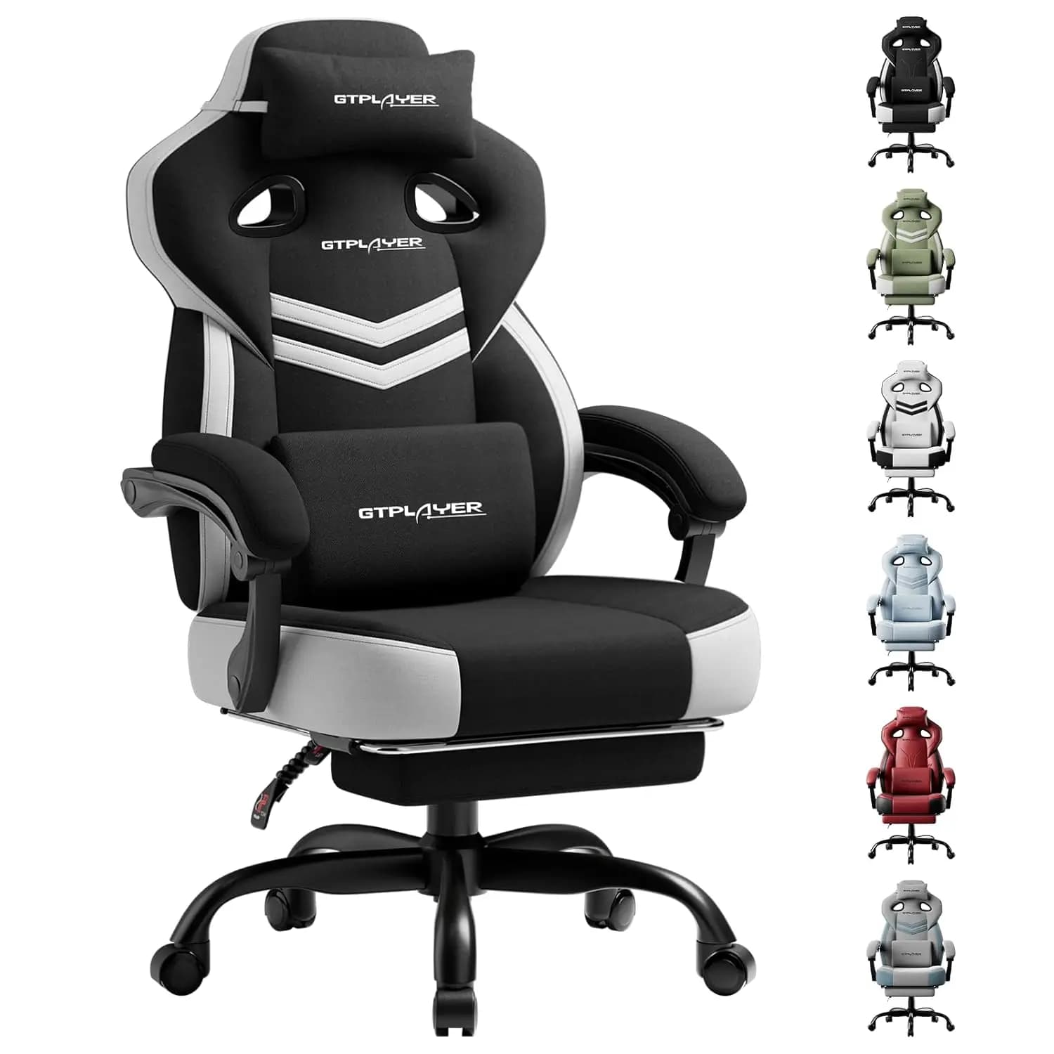 Sedia da gaming, sedia da computer con poggiapiedi e supporto lombare per adulti, 360 ° Poltrona Reclinabile Girevole per Persone di Statura Alta e Corpulente, Personalizzabile