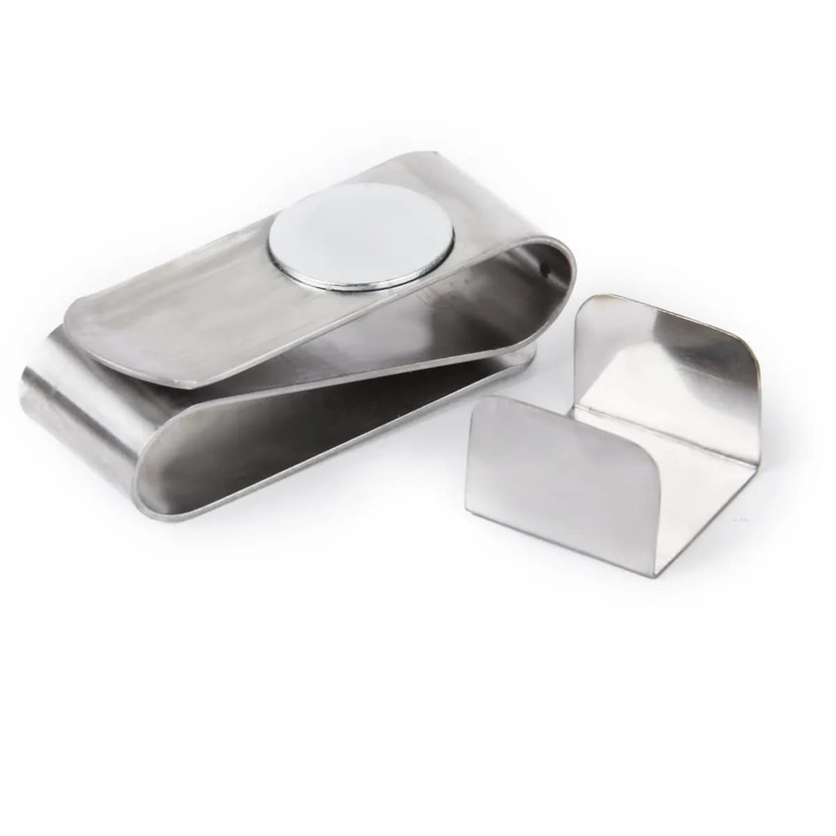 Silver Magnetic Pool Chalk Holder Stainless Steel 74x23x14mm Belt Clip Pocket Mount for Billiards Cue Chalk Holder