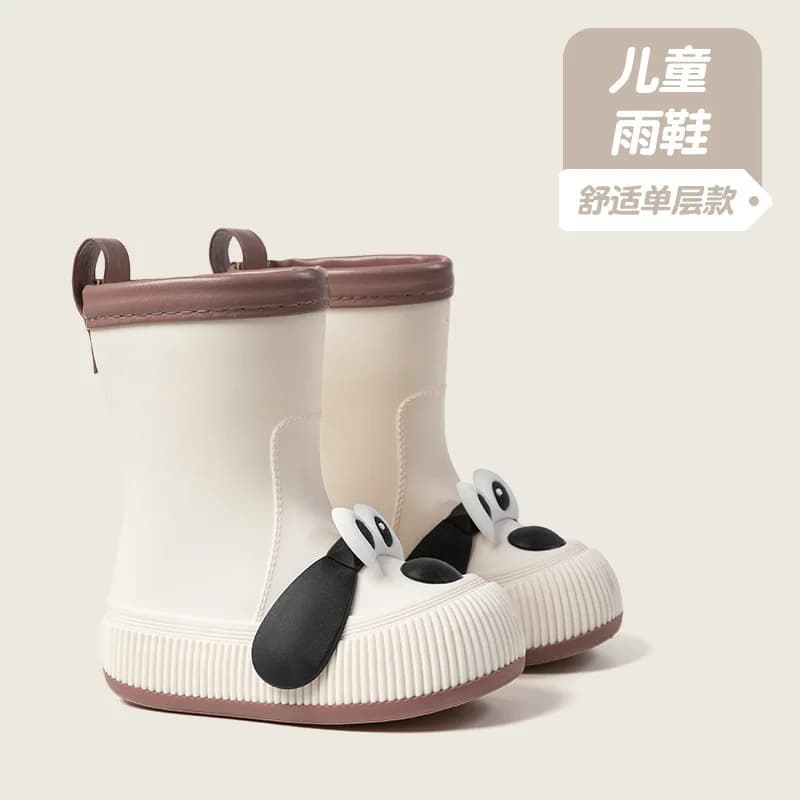Stivali da pioggia per bambini, impermeabili, quattro stagioni, con fodera in pile, suola morbida in PVC, per bambini e bambine, nuovi, carini, con disegno a cucciolo.
