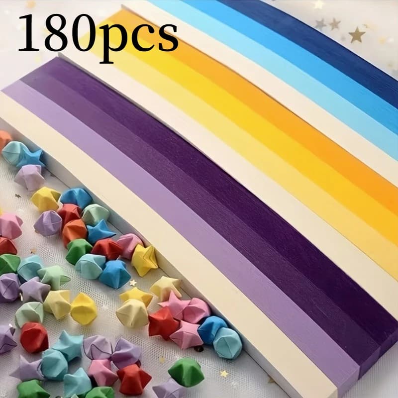 180 random color multifunctional origami, signature strip glossy paper chain, suitable for scrapbooking, pie decoration, gift wrapping - pink, junior high color, neon color - long chain decoration - handmade items, scrapbooking supplies
