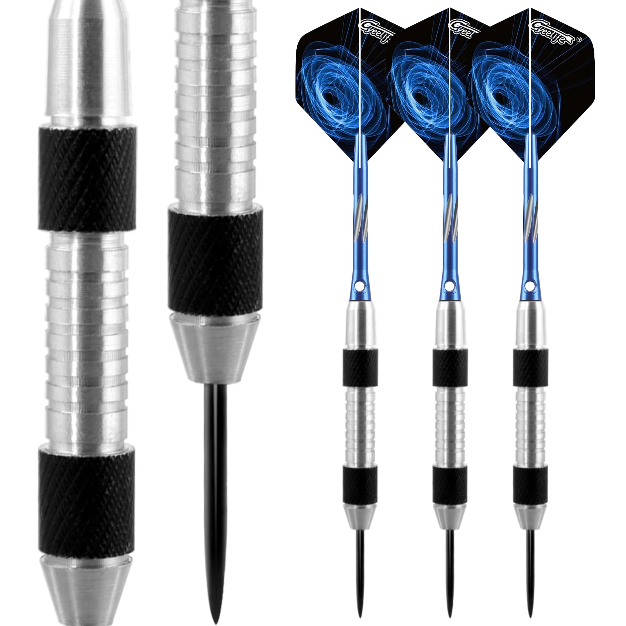 CyeeLife 24g Professional Dart Set 3PCS Steel Tip Darts Flights Anti-Fall Hard Dart Stainless Steel Dart Flying For Dartboard