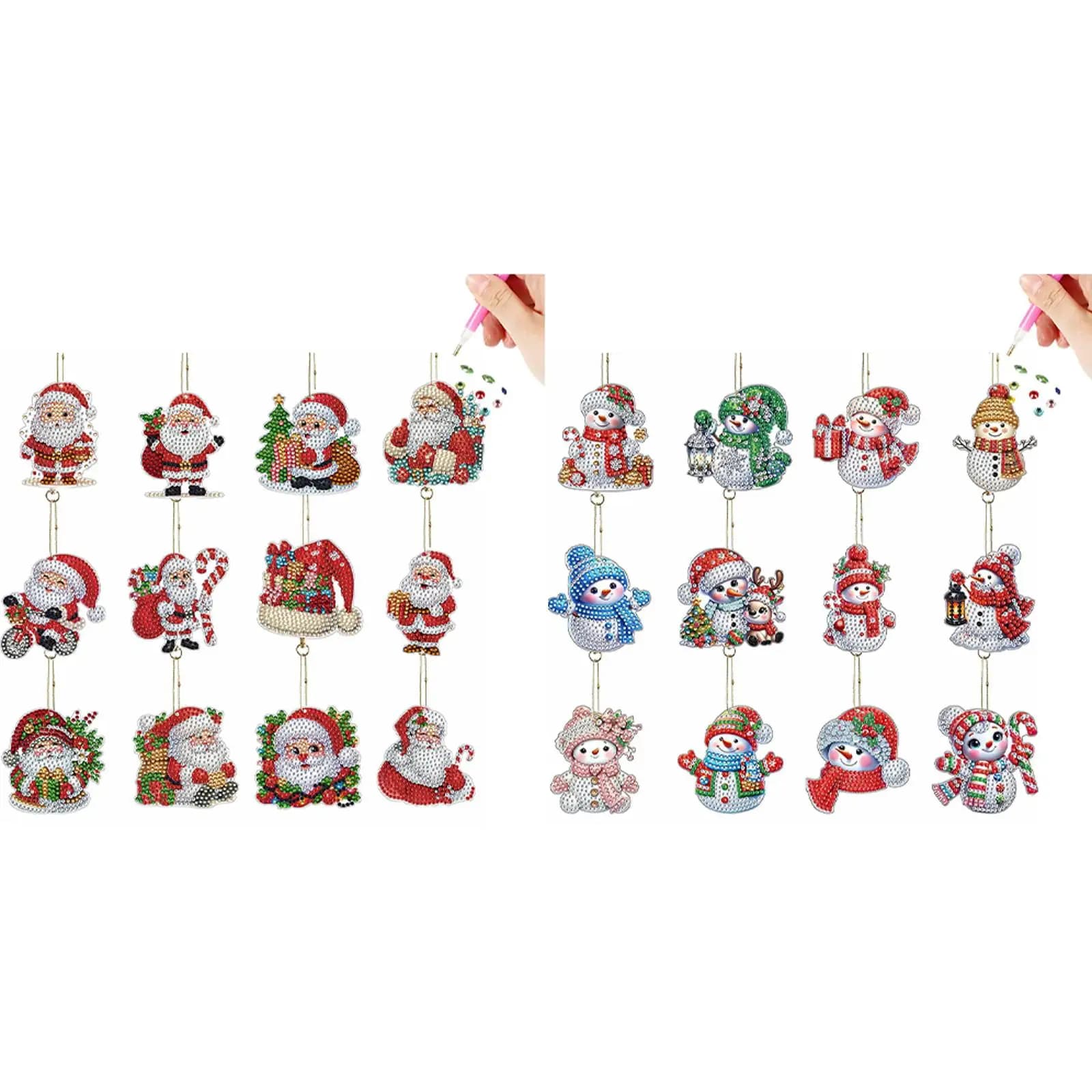 12 pezzi kit portachiavi pittura diamante natalizio pendenti artistici diamante 5D fai da te ciondolo zaino pittura diamante per principianti