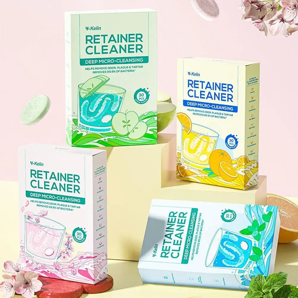 Fruity Denture Cleaning Tablet Help Remove Odor Plaque Tartar Bacteria Retainer Cleaner Deep Micro-Cleansing Effervescent Tablet