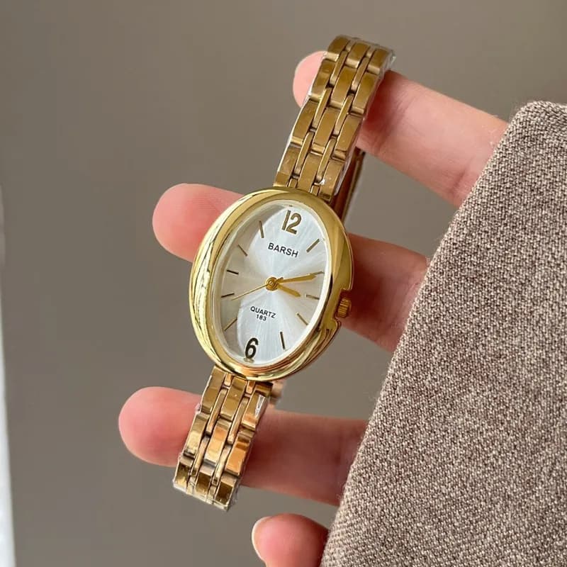 Watches with oval dial for women Luxury gift quartz wrist watch with stainless steel strap Fashion watch Relojes Para Mujer