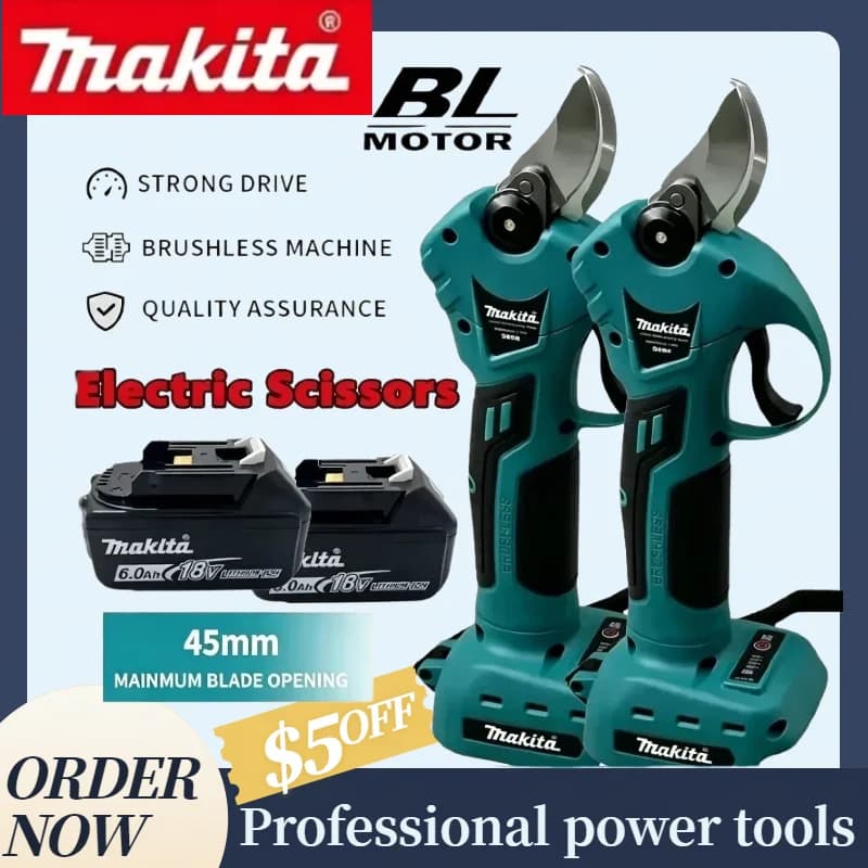 Makita Wireless Drill & Cordless Electric Pruning Shears Professional Garden Pruner Tool for Various Fruit Branch Trimming Needs