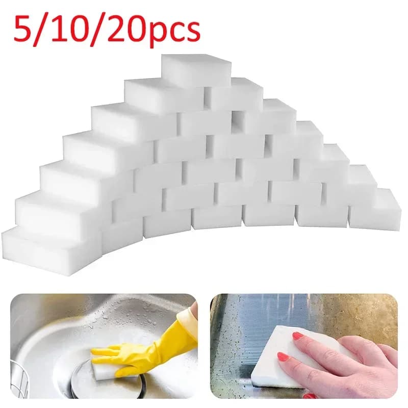 Spugna Cancellatrice Bianca 100*60*20mm, Spugna in Melamina Multifunzionale per Pulizia di Cucina, Bagno, Scarpe e Tastiere