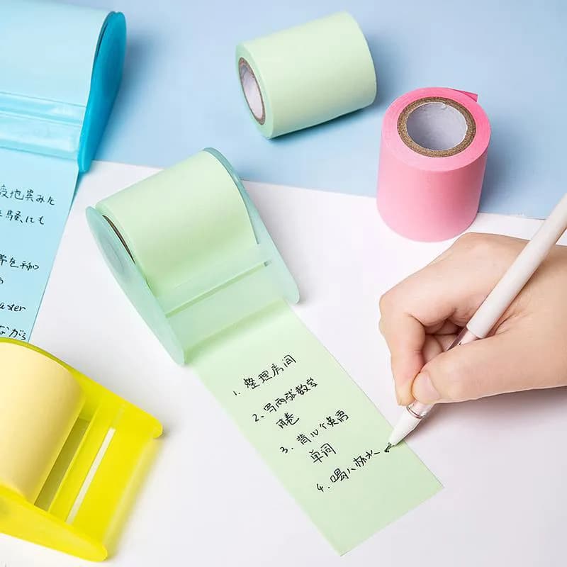 Creative Tape-Style Sticky Notes Tearable Replaceable Paper Core 8m Durable Strong Viscosity for Office And School Supplies