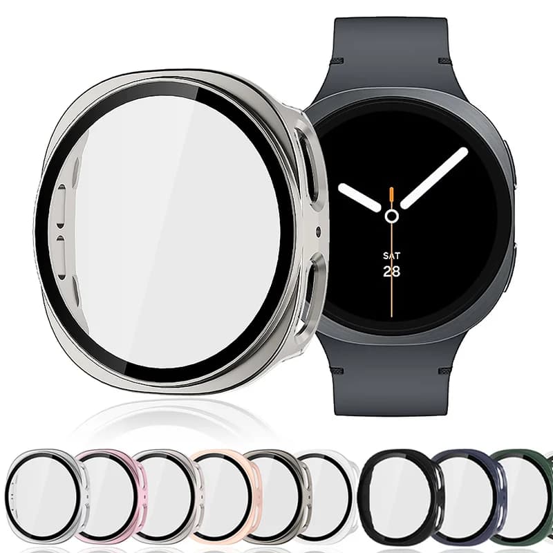 Cover in vetro temperato + PC per Samsung Galaxy Watch 8 44mm 40mm Custodia protettiva per paraurti protettiva per tutte le coperte per accessori Galaxy Watch 8