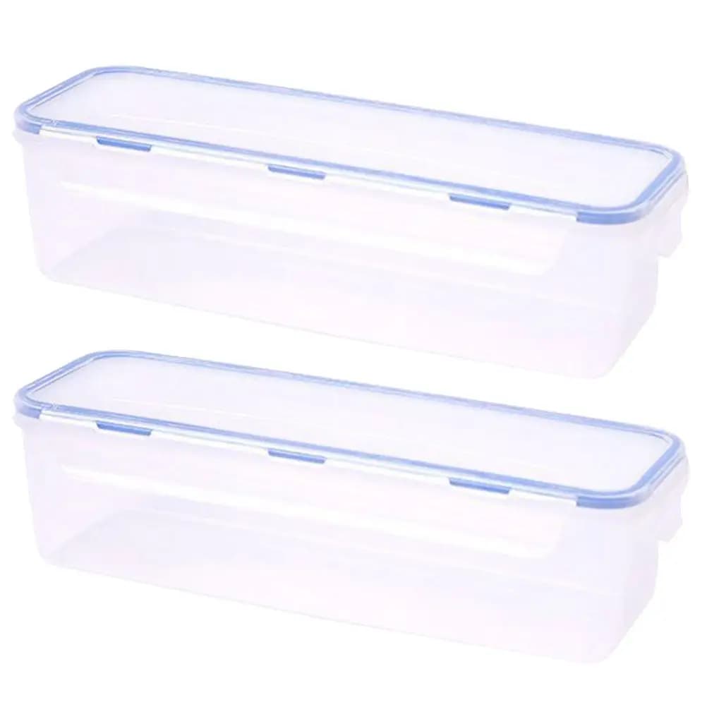 Set di 2 Contenitori Rettangolari per Spaghetti con Coperchio, Ermetici, per Conservazione di Noodle in Cucina, Dispensa e Frigorifero