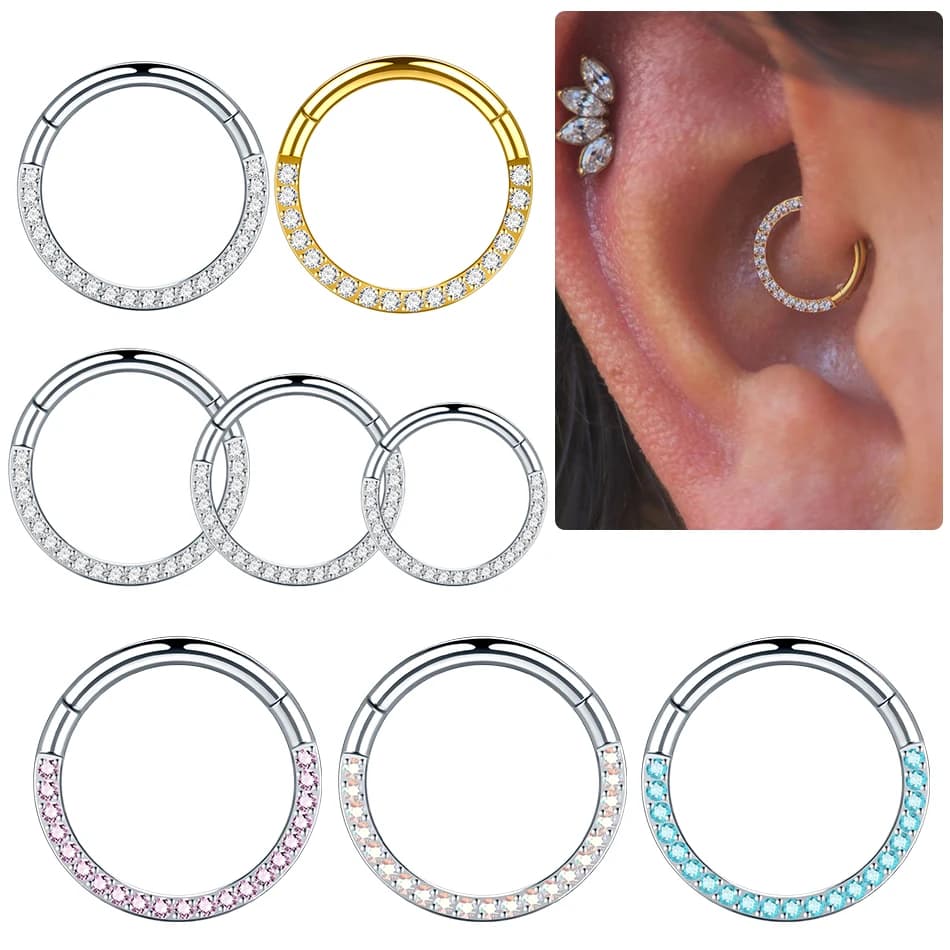 1PC In Acciaio Inox 316L 16G Anelli Al Naso Incernierato Segmento Dell'orecchio Cartilagine Trago Orecchini Helix Hoops Setto Clicker Gioielli Penetranti