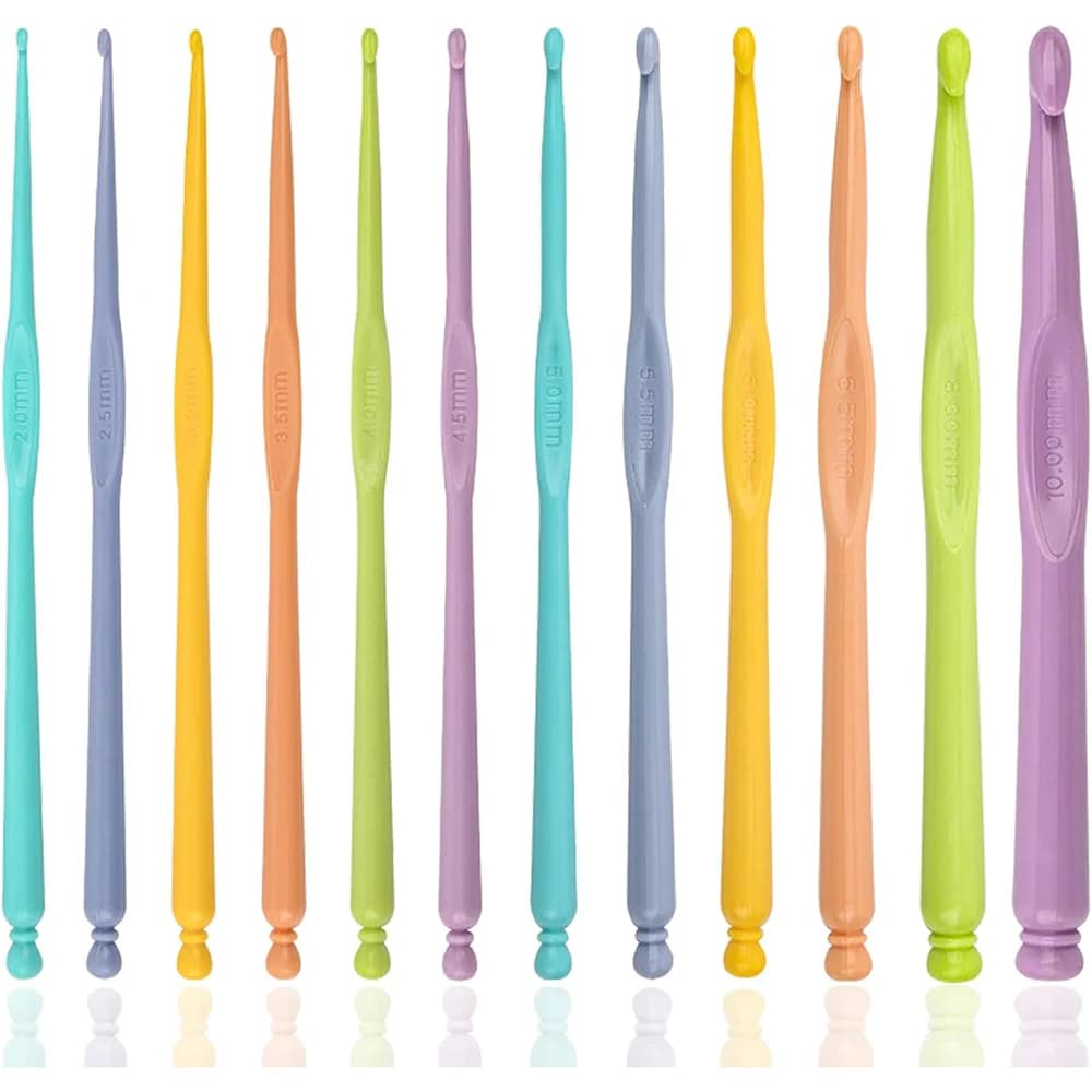 12 pezzi uncinetti in plastica 2.0-10.0mm aghi all'uncinetto Set di uncinetti colorati strumenti per tessere filati fai da te per guanti da sciarpa