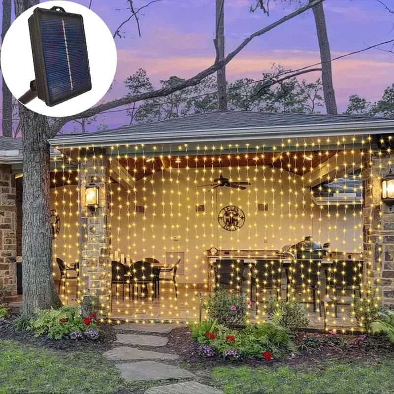 Tenda solare per esterni Luce a stringa a LED Capodanno Paesaggio di Natale Luce decorativa per atmosfera Luce da giardino per cortile interno per le vacanze