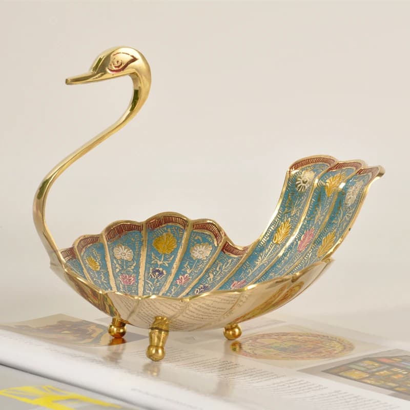 Vassoio portaoggetti fatto a mano, tavolino, piatto snack frutta secca, piatto gioielli cigno, ornamento decorativo piatto frutta