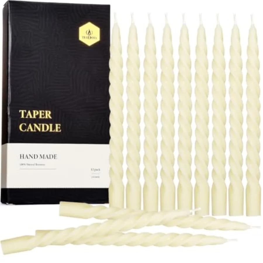 Candele a spirale in cera d'api naturale PCS - Candele lunghe biologiche senza gocciolamento per cene, matrimoni, feste, Natale, decorazioni per la casa
