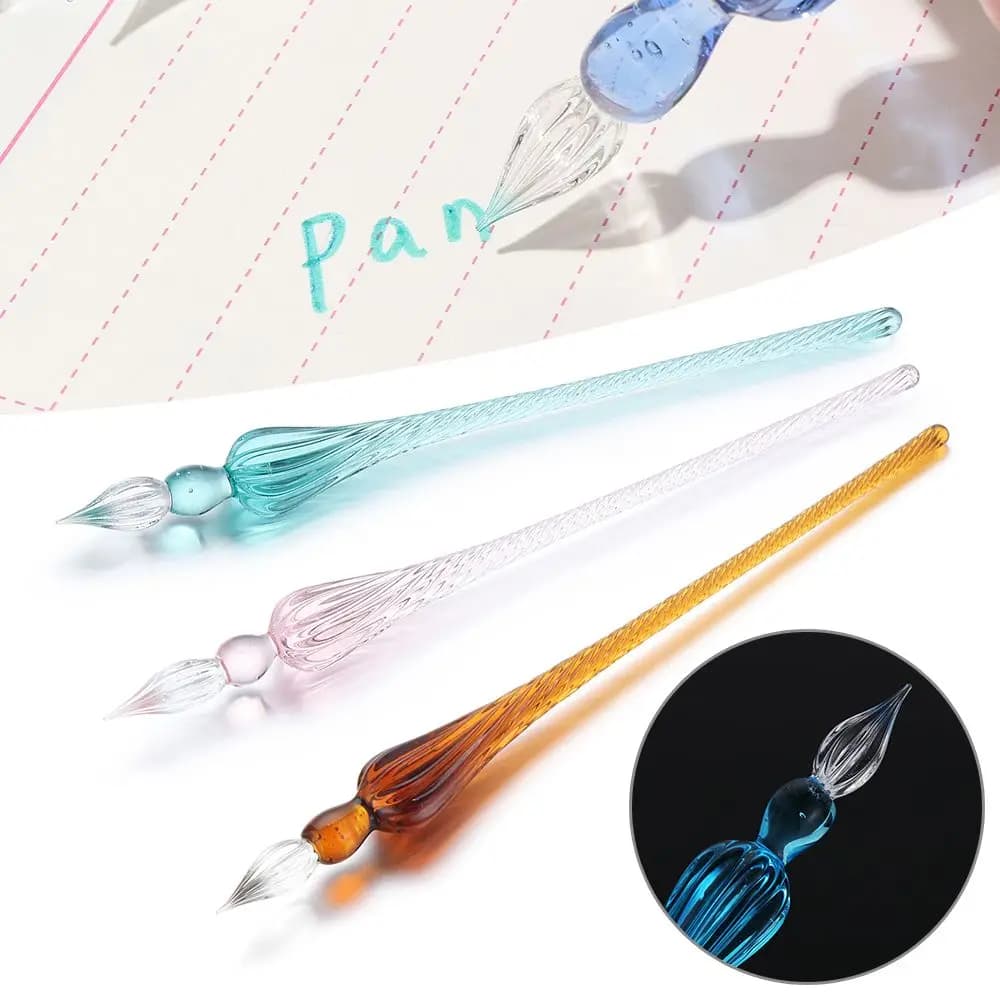 1PC Art Signature calligrafia immersione penna stilografica riempimento inchiostro pittura forniture penna a immersione in vetro