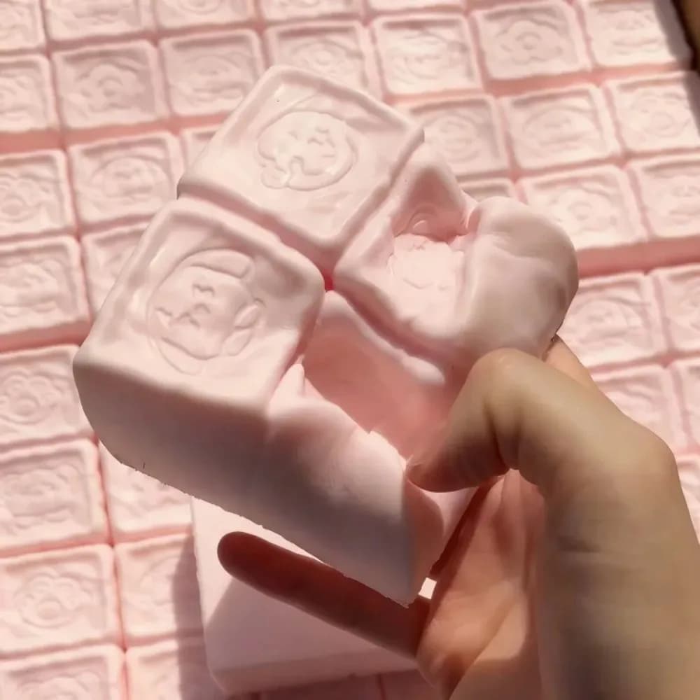 Taba Squishy Cubo di latte alla fragola Torta di pane Giocattolo da spremere Morbido antistress Giocattoli sensoriali a lenta crescita per bambini e adulti