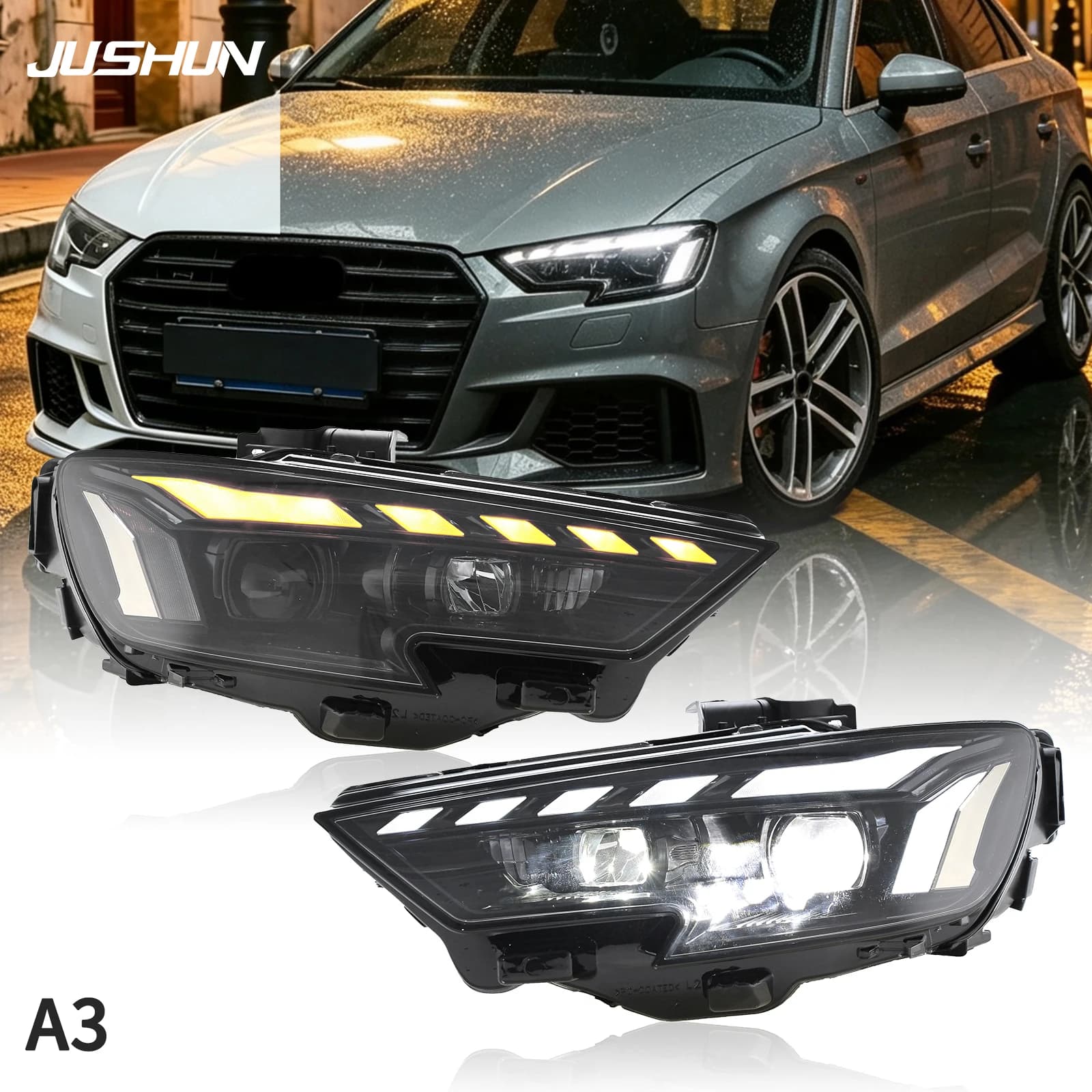 Emark Car Bright LED HeadLamps For Audi A3 S3 8V 2013-2016 Audi 2017-2019 Projector Lens LED Headlight Assembly