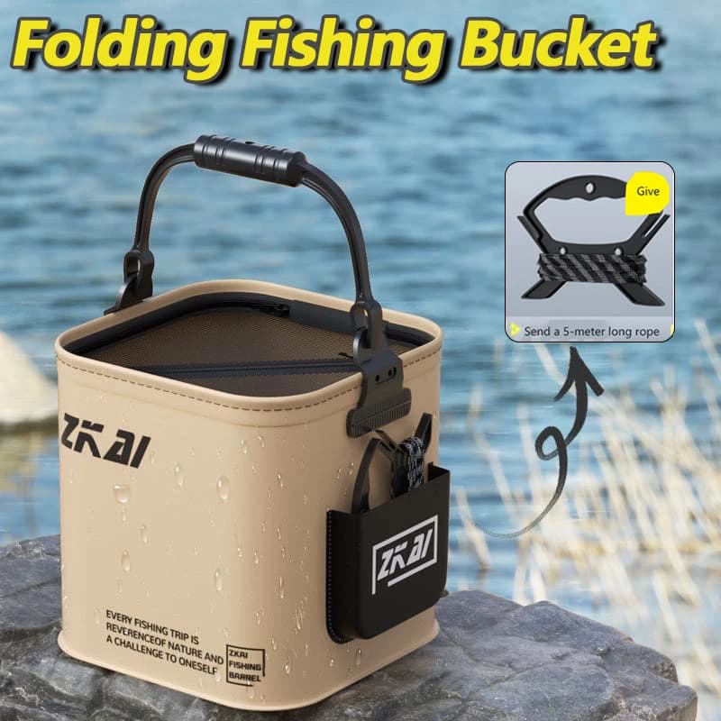 Secchio da pesca pieghevole da esterno 8L / 13L Secchio da campeggio multifunzione impermeabile Secchio per pesci vivi a rete portatile per secchio da pesca