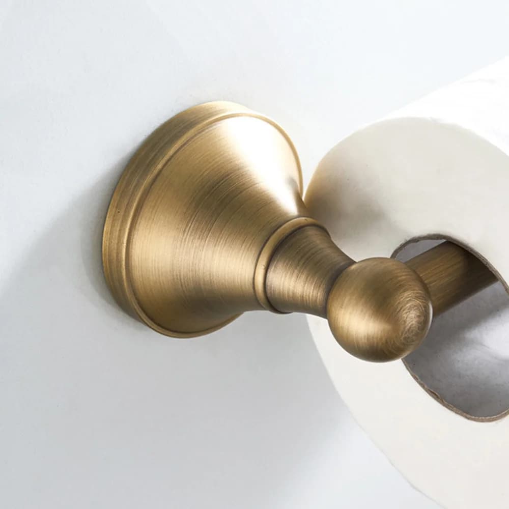IALJ-2 Piece Bathroom Accessory Set - Towel Rail And Toilet Paper Holder Antique Brass Wall Mount, Brushed Bronze