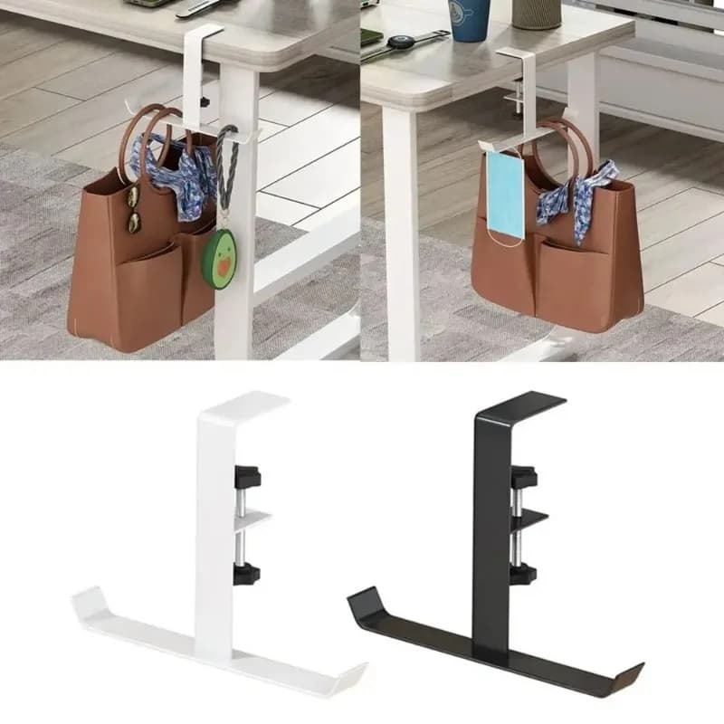 5pc Adjustable Desk Edge Hook Without Punching Office Desktop Edge Hanging Bag Hook Student Backpack Storage Hanging Hook