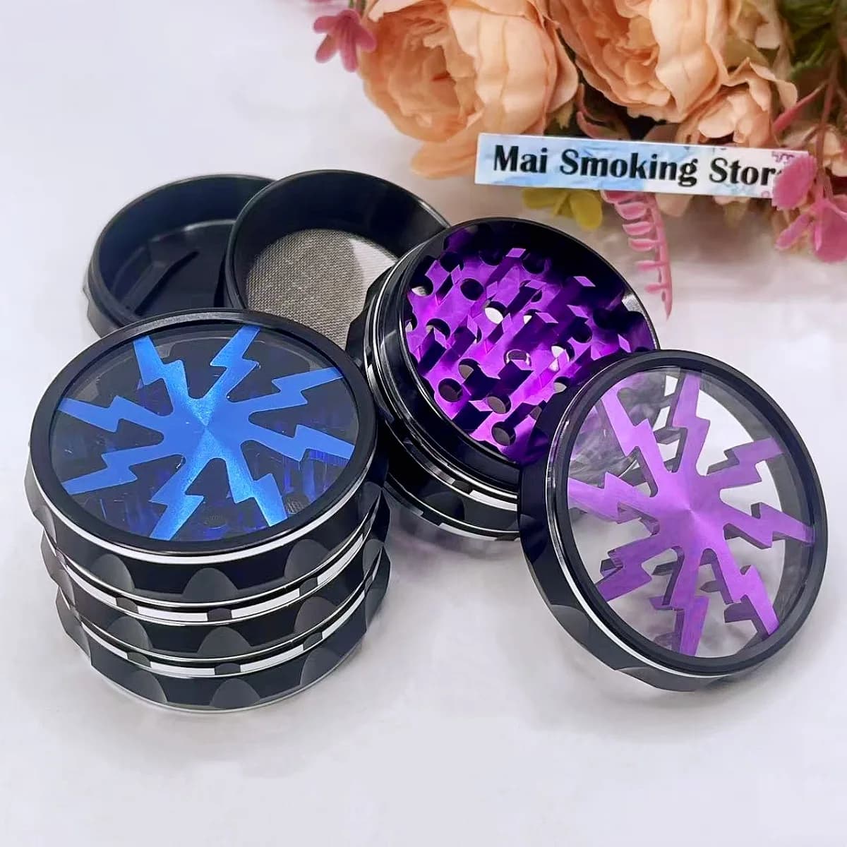 Grinder per Erbe in Metallo da 2,5 Pollici, 4 Strati, Macinino Manuale per Pepe, Spezie, Sale, Tabacco Grezzo, Accessorio per Fumatori