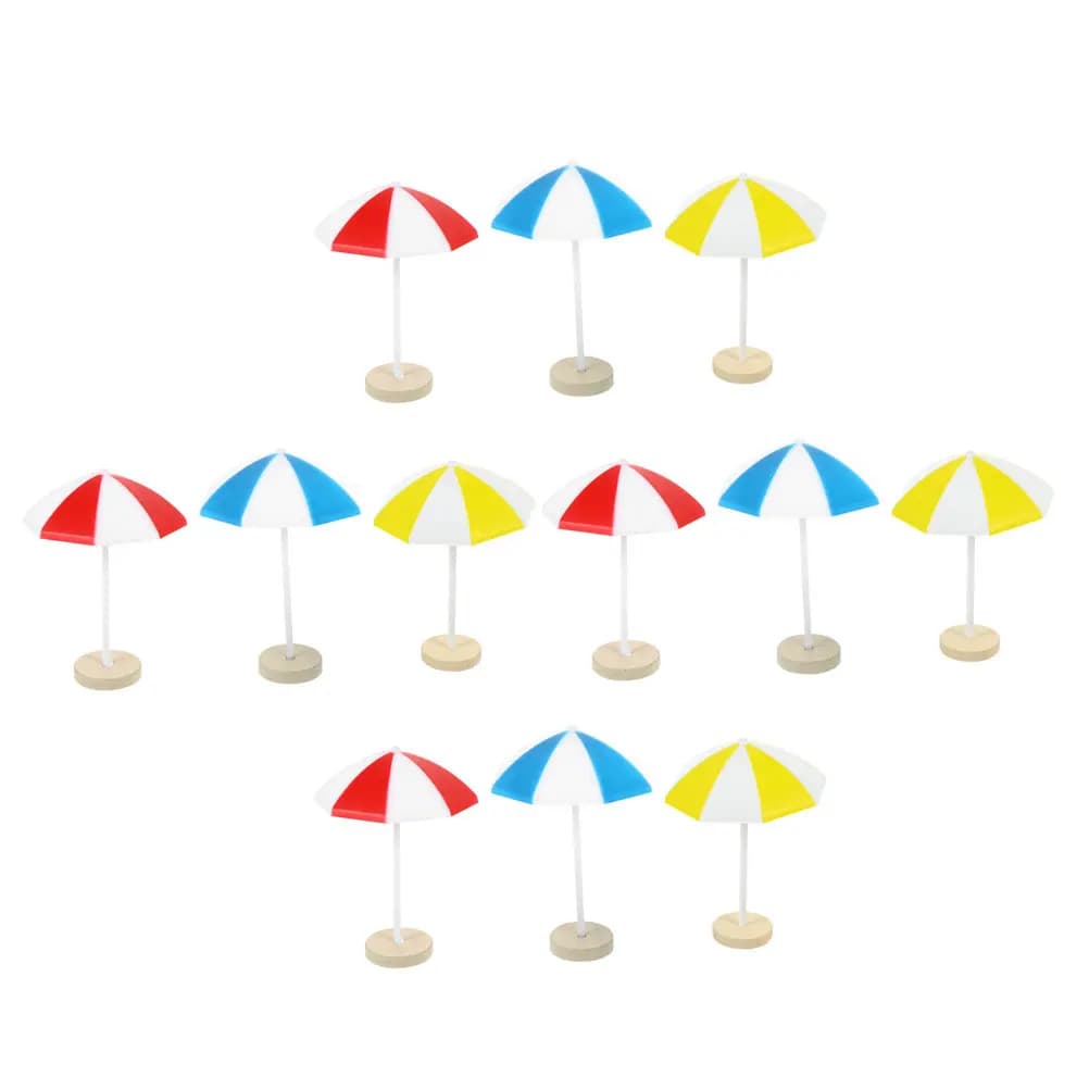12 Pezzi Ombrellini da Spiaggia in Miniatura, Decorazione Leggera per Micro Paesaggi, Bonsai, Giardini e Piante in Vaso