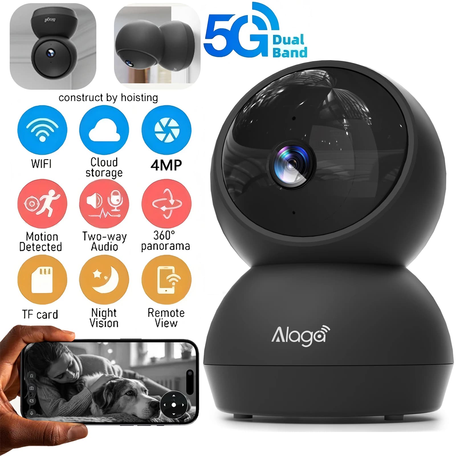 Telecamera di sicurezza domestica intelligente HD 2K 3MP per bambini/anziani/animali domestici/babysitter, con avviso APP in tempo reale, audio bidirezionale, rilevamento del corpo umano