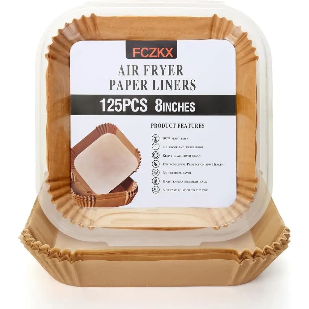 125 Pezzi di Carta da Forno Quadrata Antiaderente e Resistente all'Olio per Friggitrice ad Aria, 8 Pollici, Facile da Pulire, Durevole, per Alimenti - Adatta per Friggitrice ad Aria