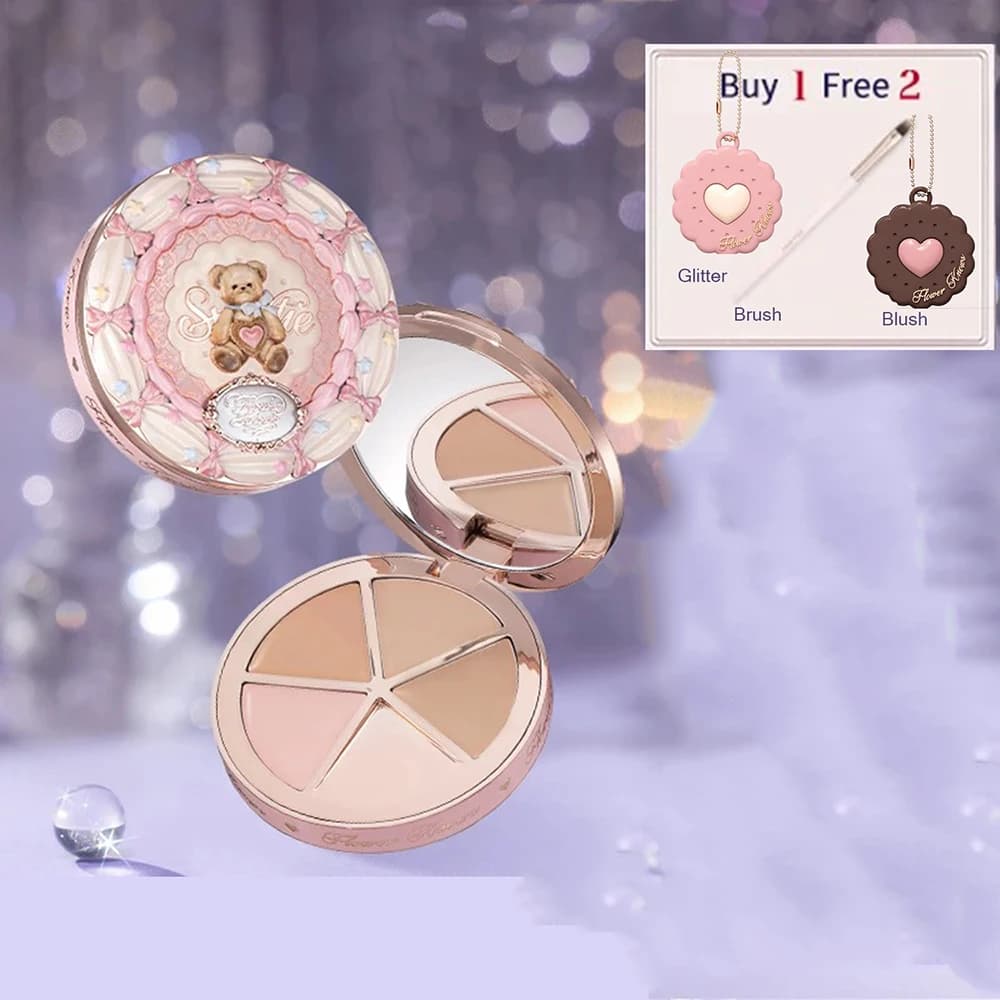 Flower Knows Contour Cream The Sweetie Bear Collection 4-Color Concealer Palette Makeup Foundation Bases De Maquillaje
