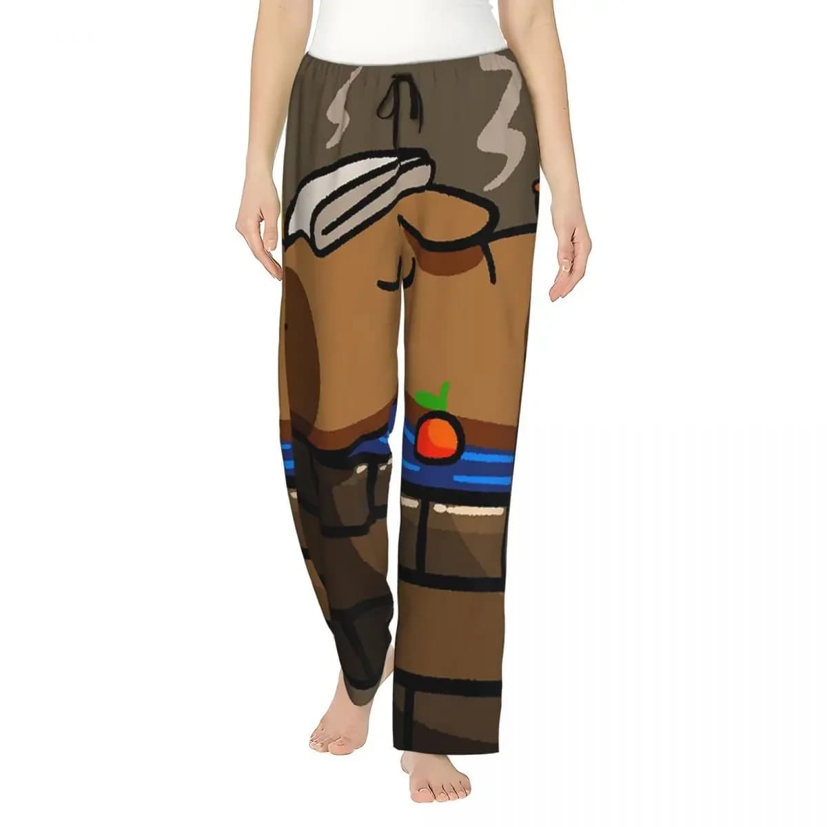 Custom Capybara Animal Pattern Women Pajama Pants Lounge Sleep Sleepwear Bottoms with Pockets