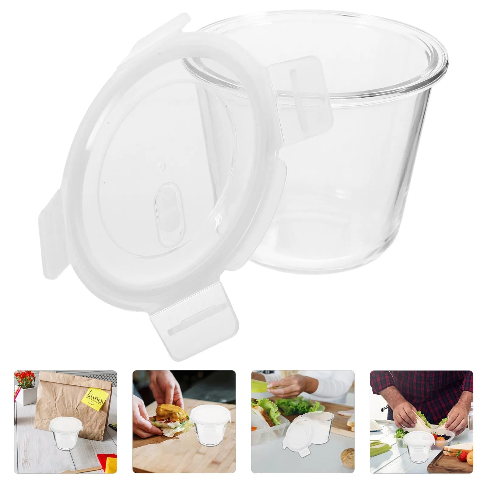 Contenitore in Vetro per Alimenti con Coperchio Ermetico, Ciotola Multifunzione in Vetro, Adatta per Forno e Microonde, Contenitore per Preparazione Pasti, Insalata, Frutta, Zuppa