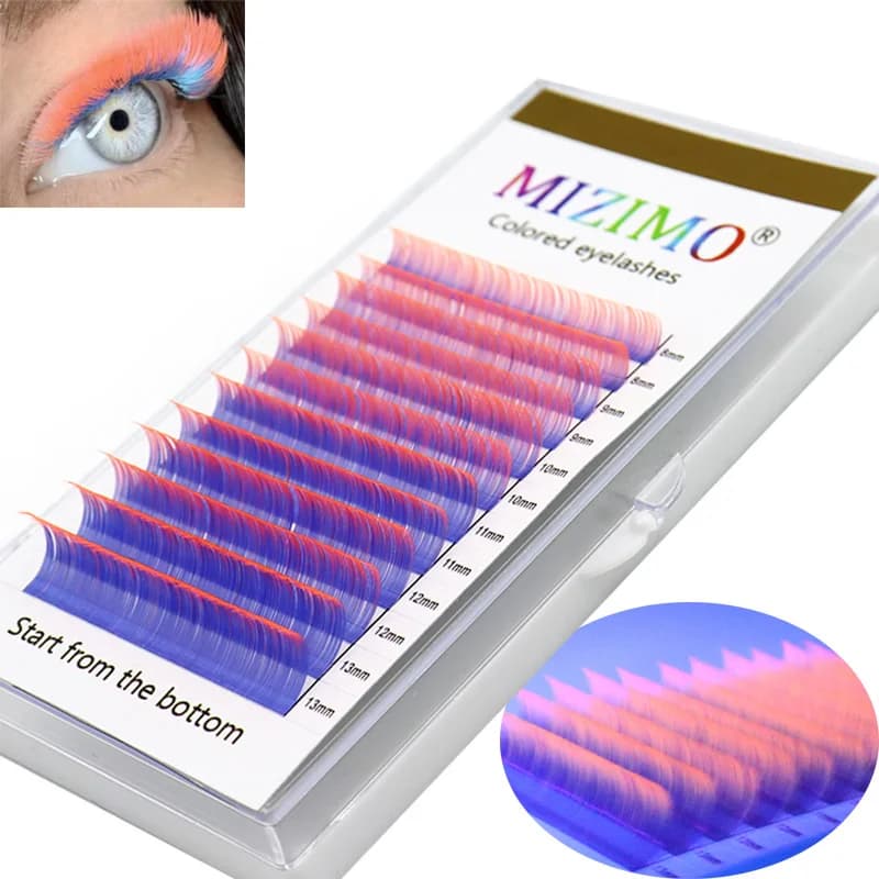 Colorful eyelashes eyelashes at two-tone neon 0.07 artificial mink fur custom eyelash extension tool