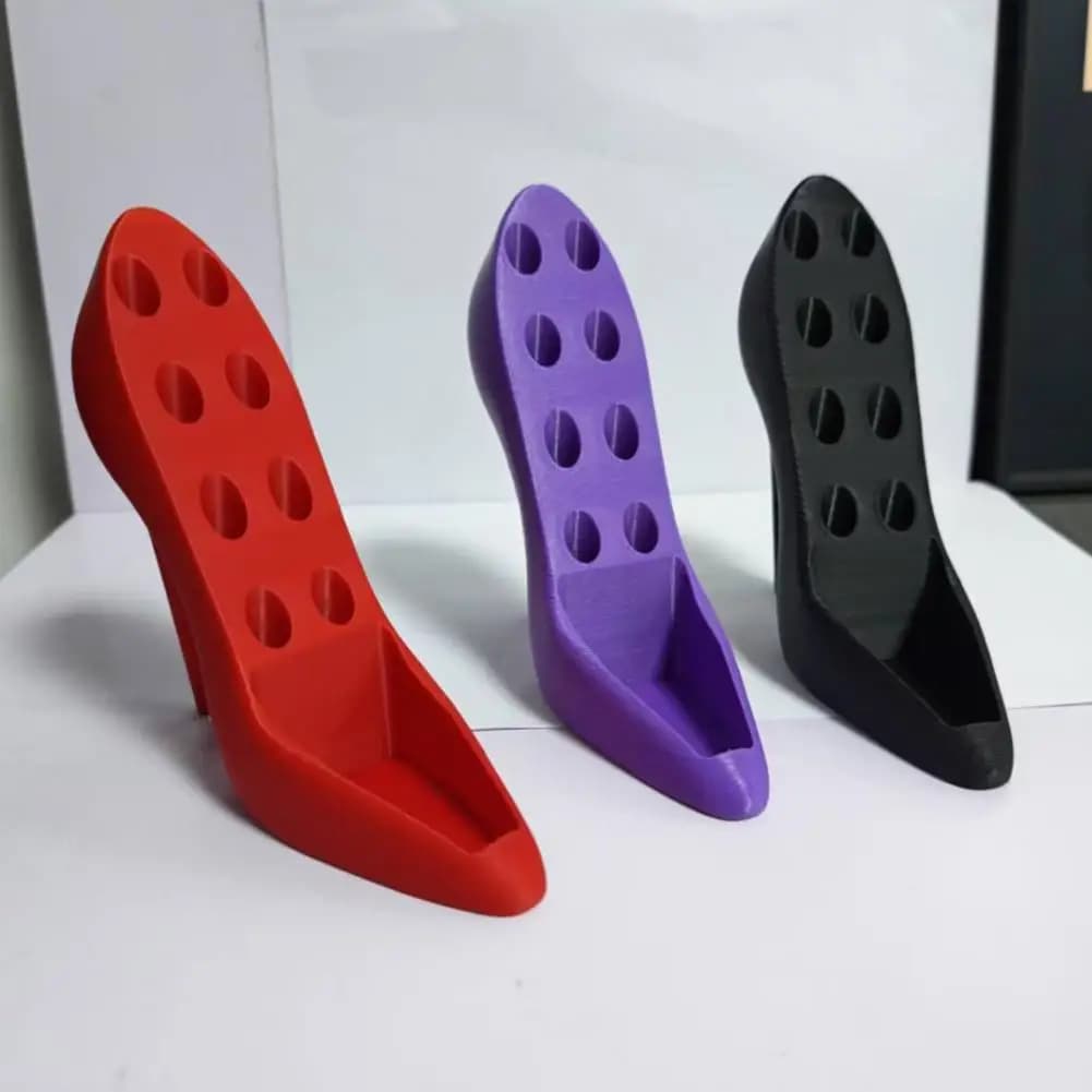 Porta Trucchi a Forma di Scarpa con Tacco Alto, Organizzatore con Scomparti Scientifici, Contenitore per Pennelli da Trucco