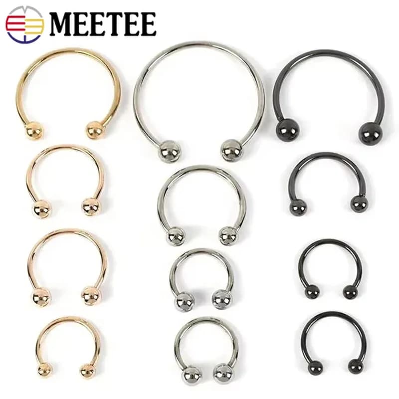Meetee 2/5/10 pezzi 15-60mm anelli in metallo a forma di U fibbia a doppia testa chiusura ad anello per costumi da bagno bikini decorazione cappello gancio accessorio