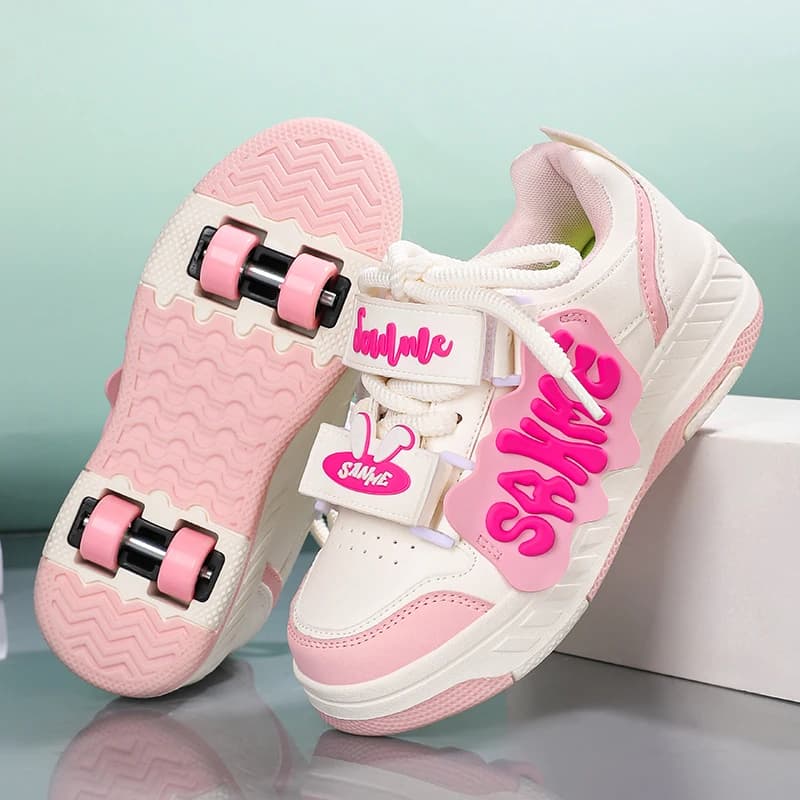 Scarpe con Pattini a Rotelle alla Moda per Bambini, Gioco Sportivo Casual, Regalo per Ragazzi e Ragazze, Sneakers a 4 Ruote, Stivali Ultraleggeri