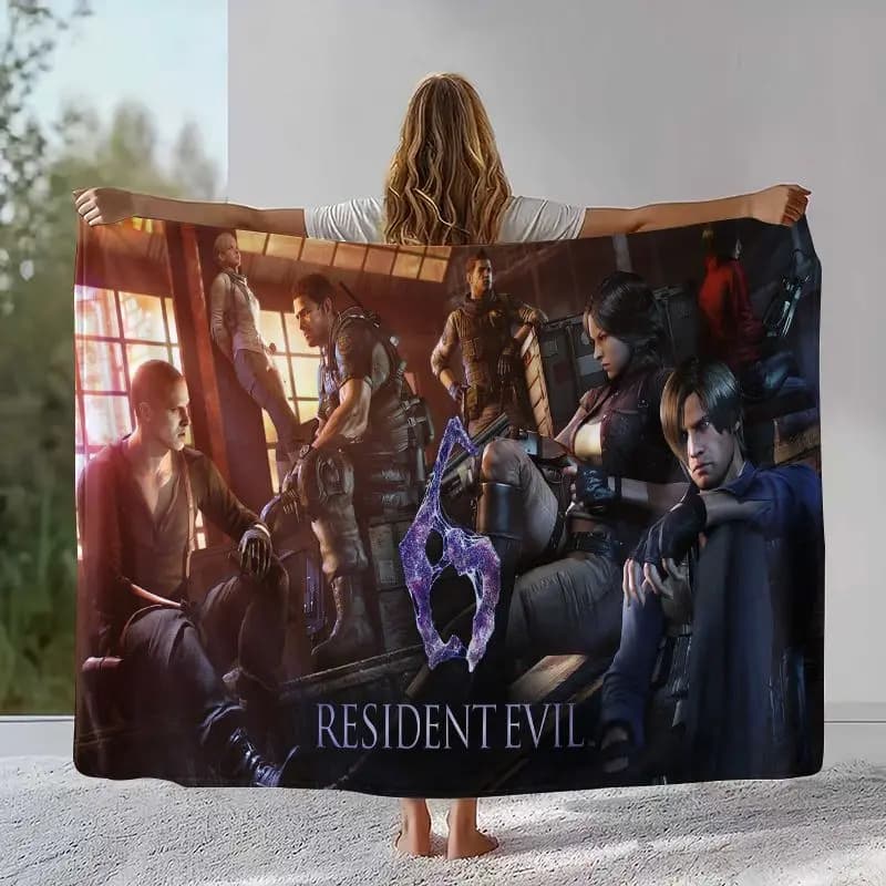 Classic R-Resident Evil Leon Game Flannel Blanket,Ultra Soft Warm Plush Throw for Home Bedroom Bed Sofa Cover Office Picnic