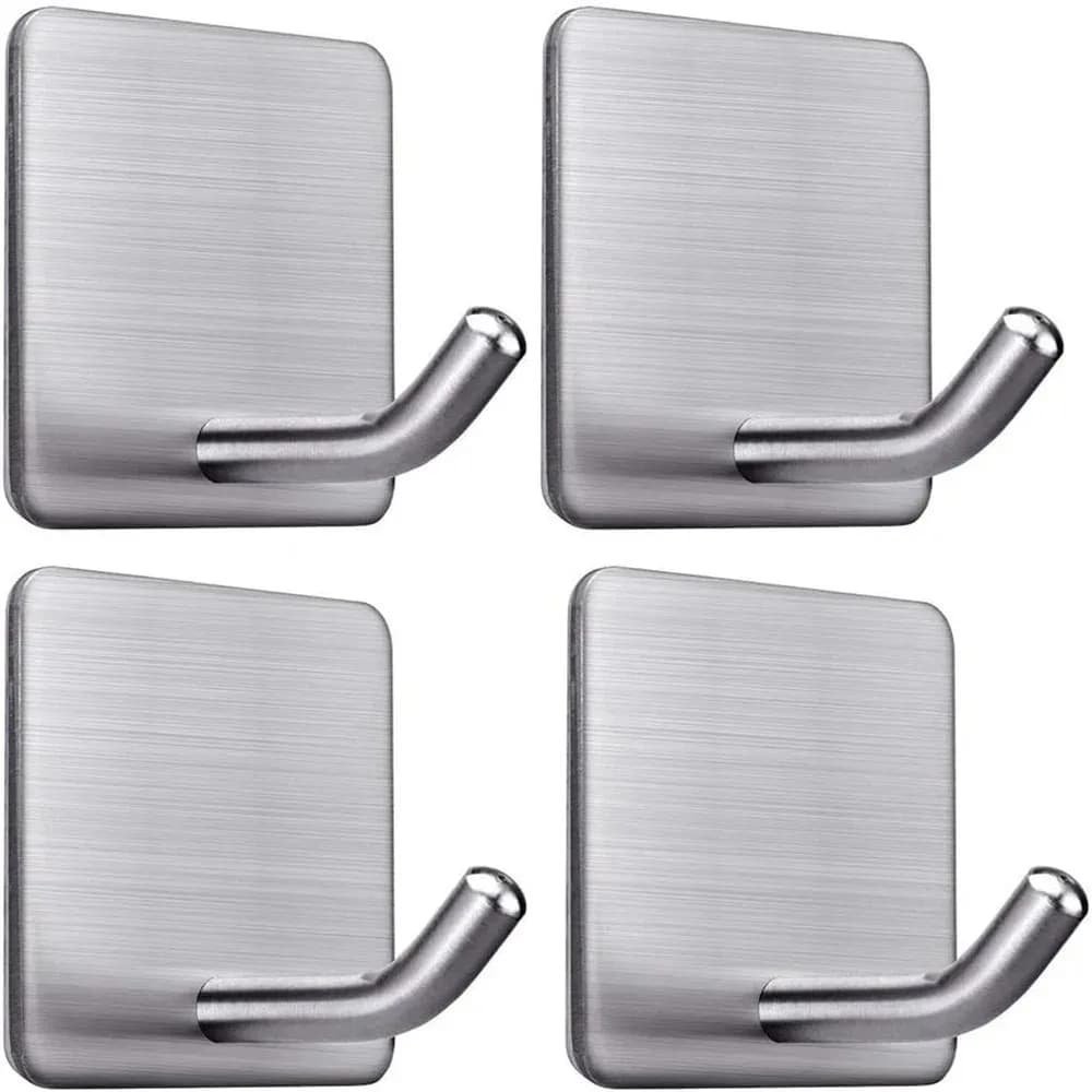 4PCS Stainless Steel Wall Mounted, Wall Mounted Self-Adhesive Hook, Key Holder, Wall Mounted, Towel Rack, Jacket, Bag Hook