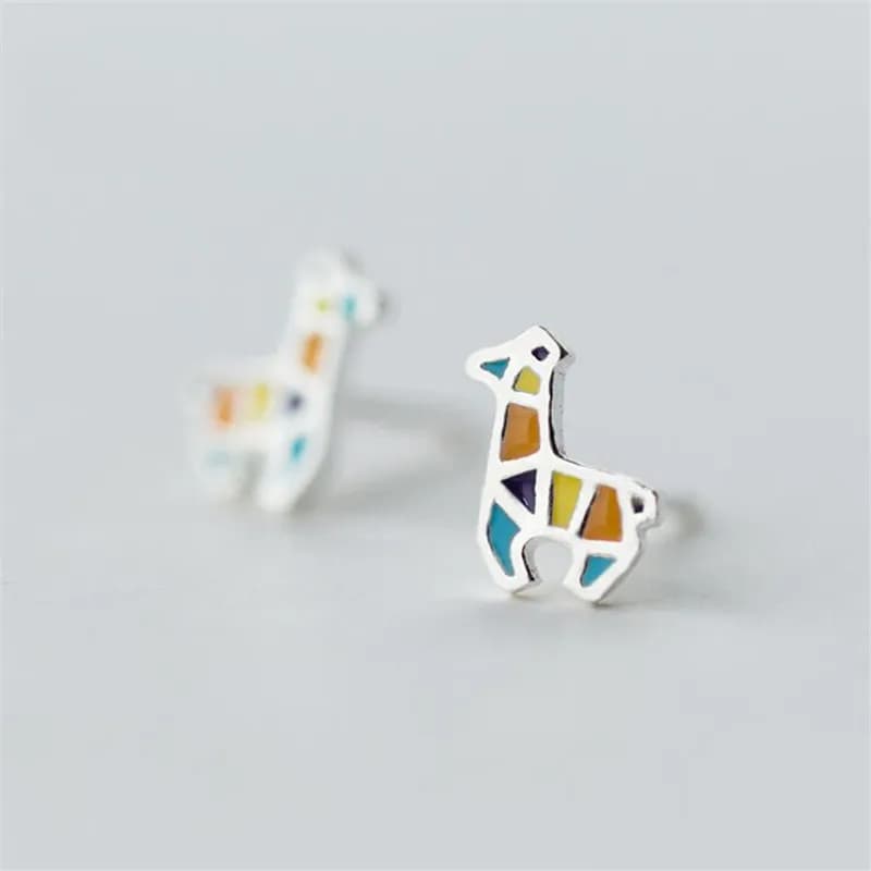 New Arrival Edition Colorful Deer 925 Sterling Silver Fashion Jewelry Giraffe Sweet Cute Exquisite Stud Earrings E057
