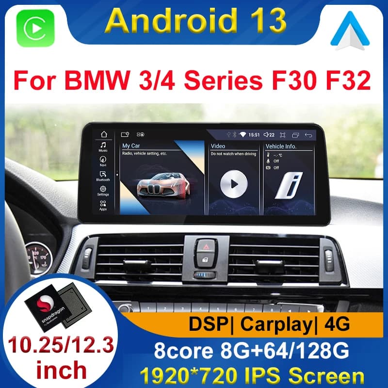 Snapdragon Android 13 8 + 128G Auto Carplay Lettore Dvd per BMW F30 F31 F34 F32 F33 F36 Radio Navigazione Multimediale Stereo