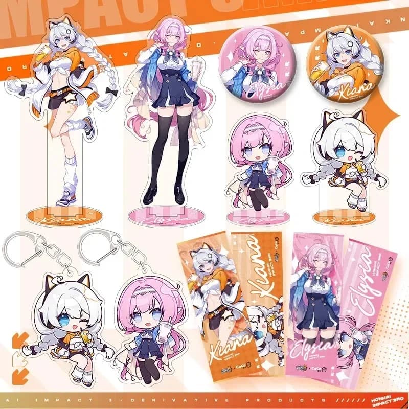 Gioco Honkai Impact 3rd X Elysia COCO Set a tema cosplay congiunto Kiana Stand Badge Portachiavi Accessori per cartoni animati anime Confezione regalo di Natale