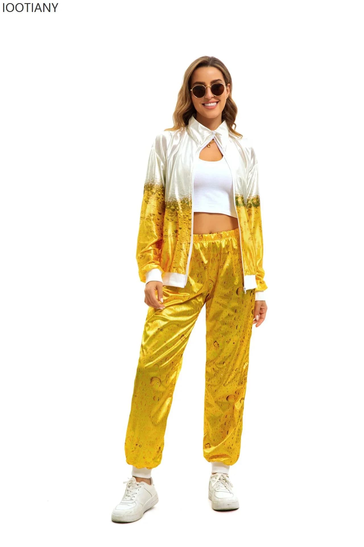 CosplayOktoberfest men's and women's 80's 90's casual clothing retro Long sleeves Zippered jacket Cosplay pants Birra Party Costume Sport