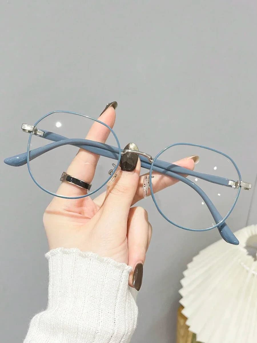 Hot Selling1pc Women Round Frame Clear Lens Glasses, Anti-Eyestrain For Office, Student, Computer, TV, Gaming, Smartphone Use