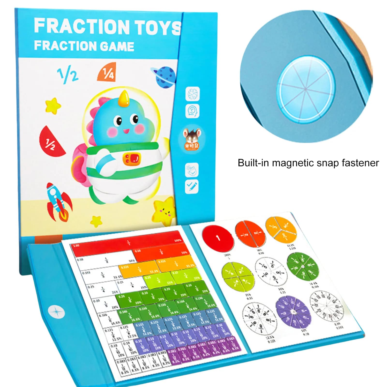 Magnetic Fraction Educational Puzzle w/Fraction Tiles&Circles Fraction Teaching Aid Fraction Learning Math To Y for Kids