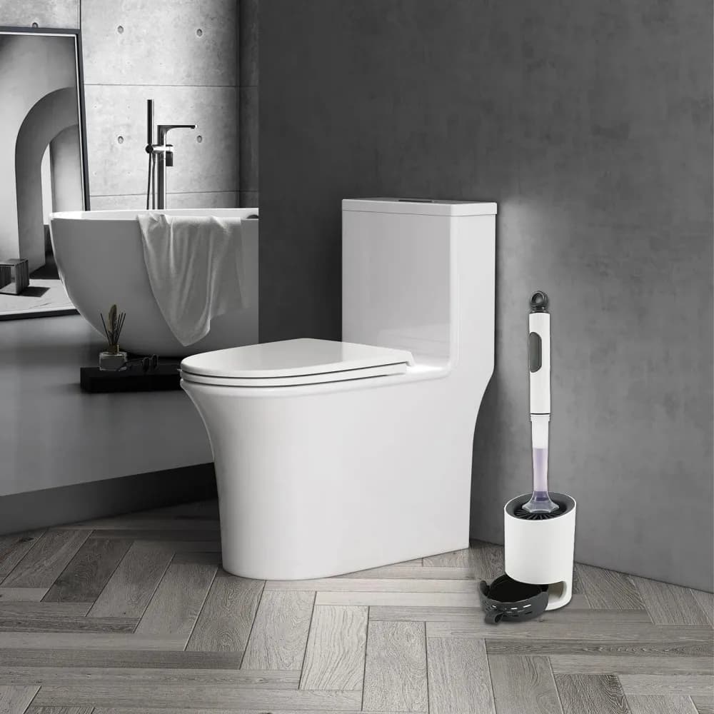 Set porta scopino per WC Scopino per WC in silicone con dispenser con manico ricaricabile Bagno Scrubber Rv Scopino per WC più pulito