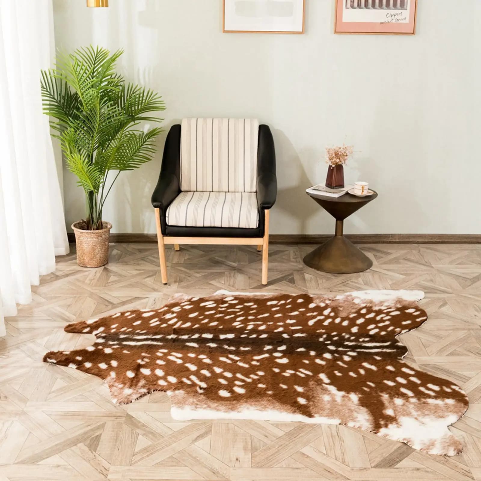 Non Slip Faux Deer Rug Floor Mat Farmhouse Rug Eco Friendly Soft Carpet Animals carpet Faux Print Rug for Living Room Home