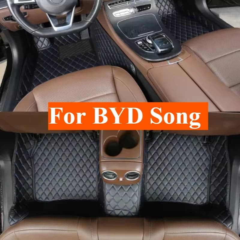 Personalized Car Mats for BYD Song Plus DMI EV Pro MAX 2021-2026, Interior Accessories, Leather Carpet, Baggage Bearing