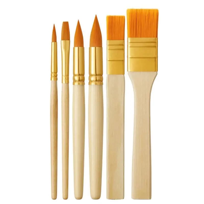 Paint Brush Set,6 Pcs Acrylic Paint Brushes Paintbrushes For Acrylic Painting Artist Paint Brushes Nylon Paint Brushes