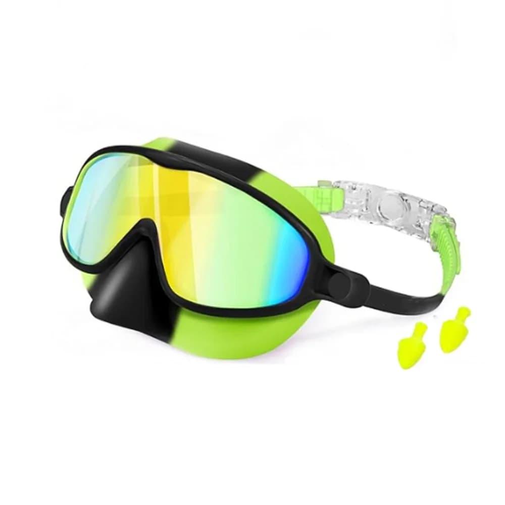 No Leak Wide View Kids Swimming Glasses Nose Cover Anti-Fog Toddlers Diving Glasses Silicone UV400 Swimming Eyewear Aged 3-15