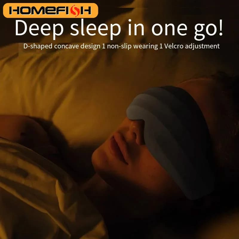 Maschera per gli occhi HOMEFISH 3D stereoscopica per dormire, aiuto per il sonno per uomini, donne e adulti, portatile, per dormire, blocca la luce, maschera per gli occhi da viaggio